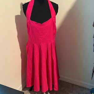 Unique Vintage Fuchsia Halter Dress